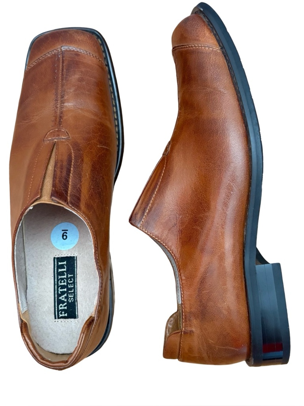 Fratelli Select Brown Leather Slip-On Dress Shoes – Men’s Size 9